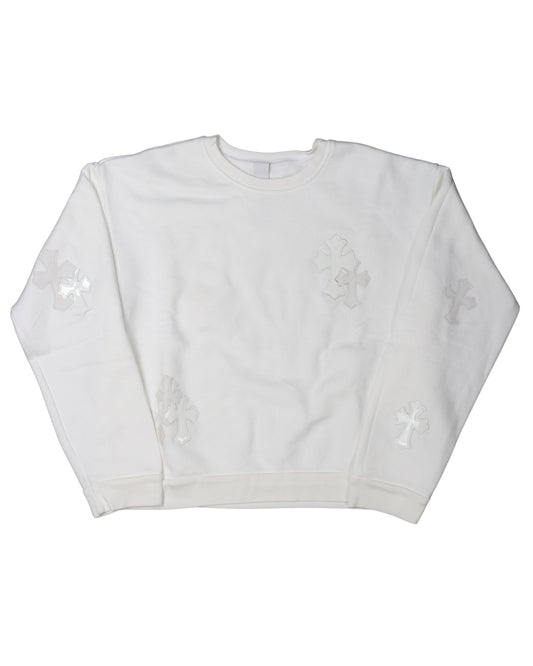 Leather Cross Crewneck