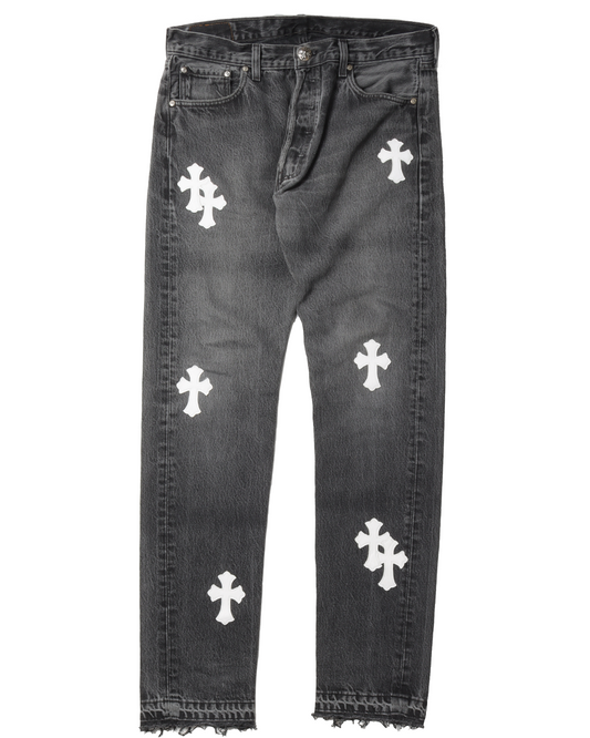 Black Levi Jeans White Crosses