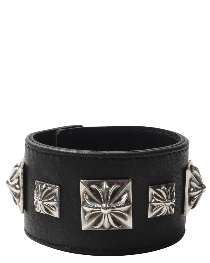 Black Wide Leather Bracelet