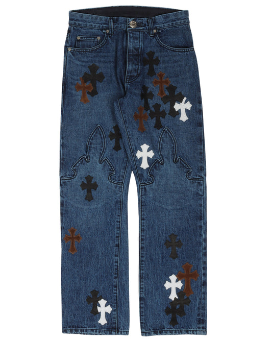 Fleur Knee Denim Cross Patch Jeans