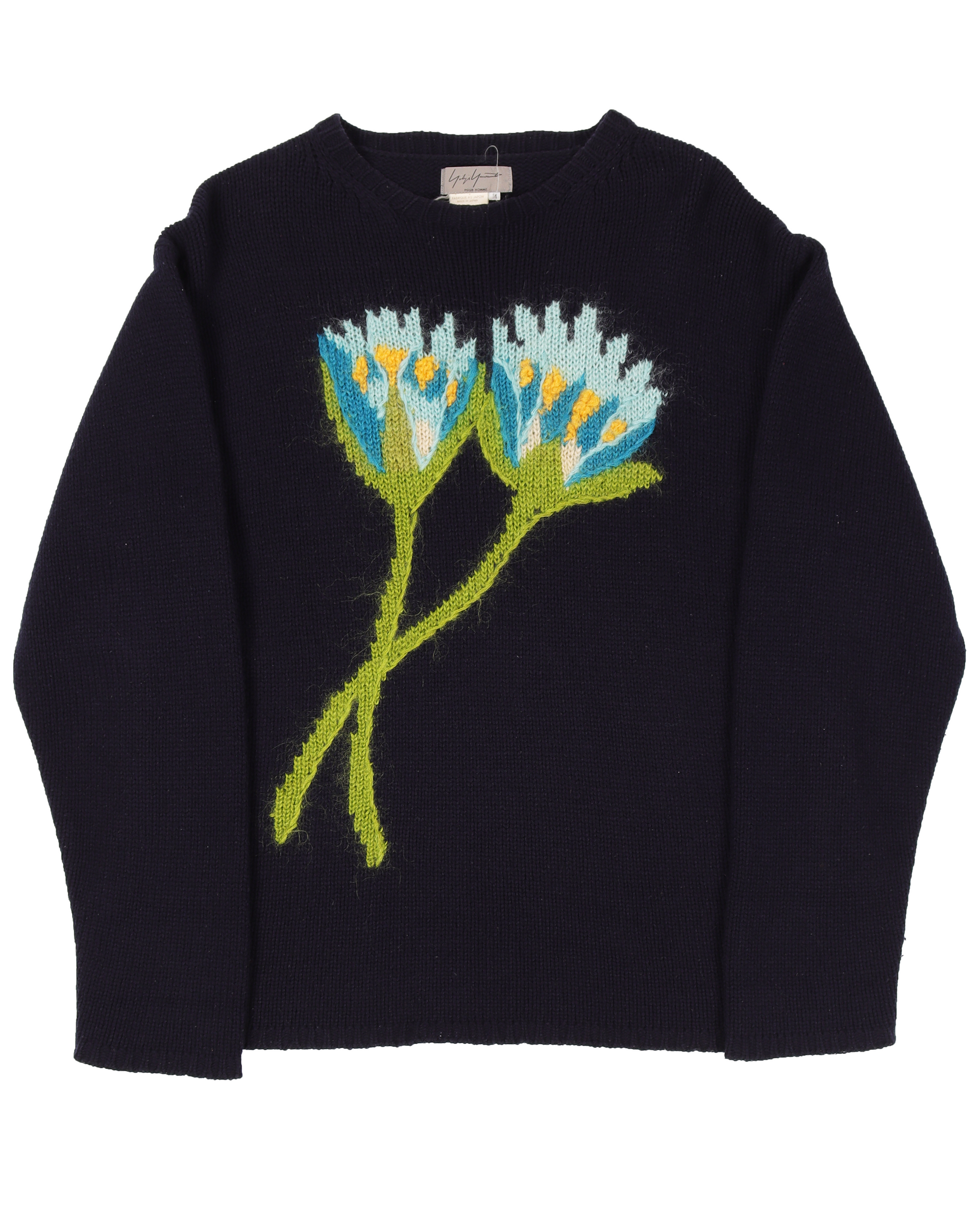 yohji yamamoto フラワーインターシャ ニット Yohji Yamamoto aw1995 Intasaria Flower Sweater – Justin Reed