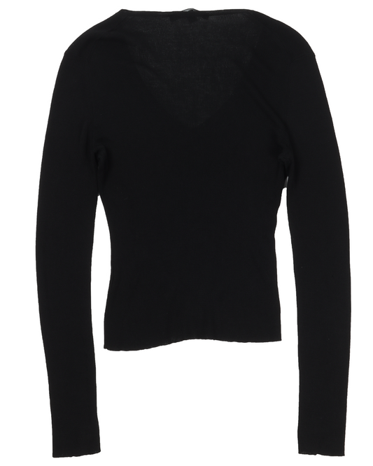 Tom Ford Era Deep V-Neck Long Sleeve Silk Top