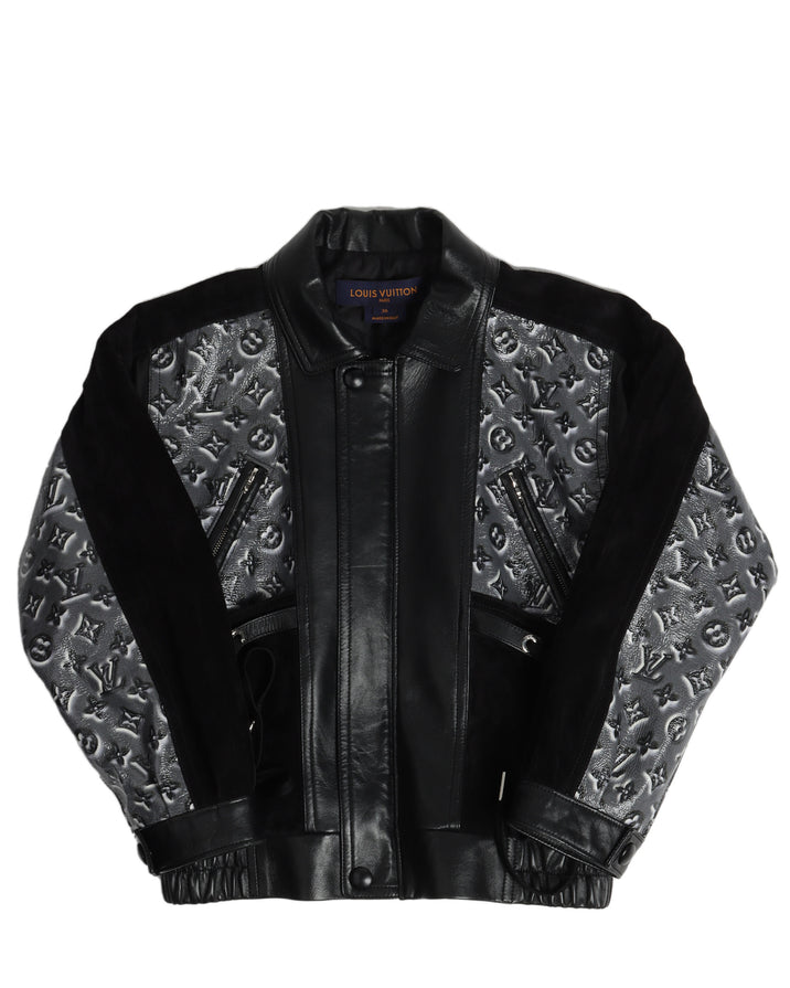 Louis Vuitton Cropped Monogram Puffer Jacket, Black, 38