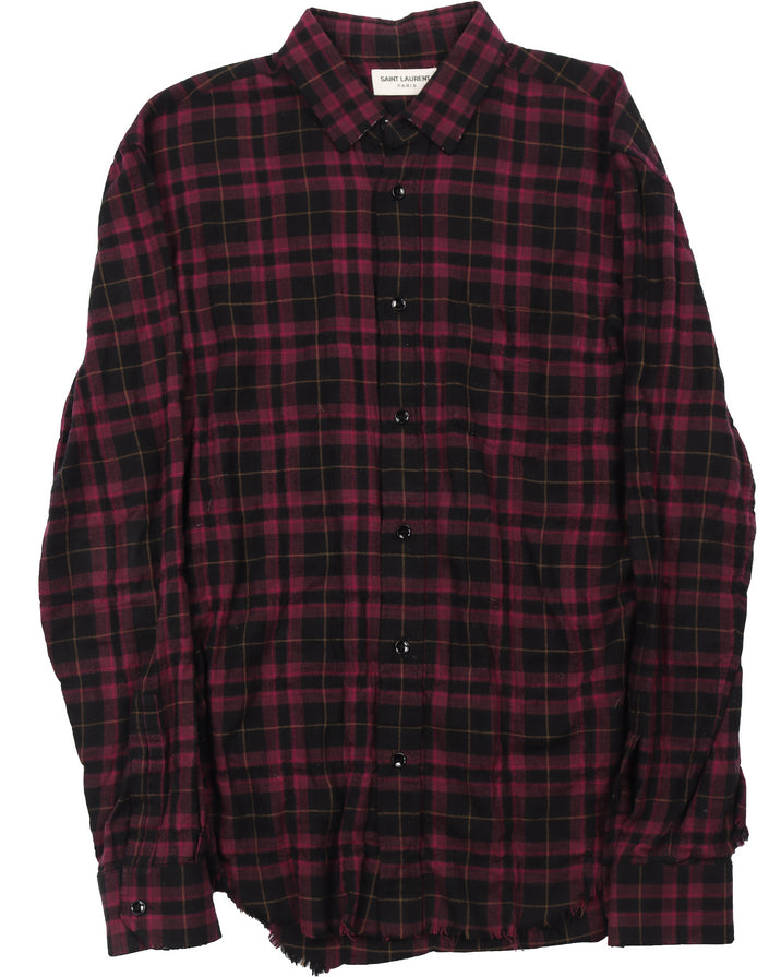 SS17 Oversized Black & Violet Wrinkle Check Shirt