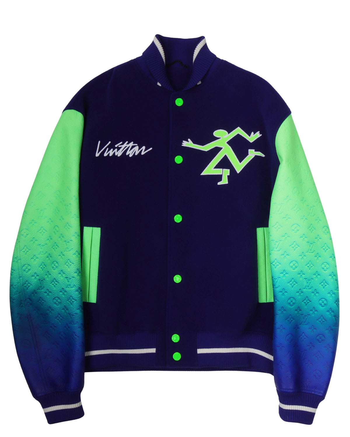 Mix Gradient Leather Bomber Jacket