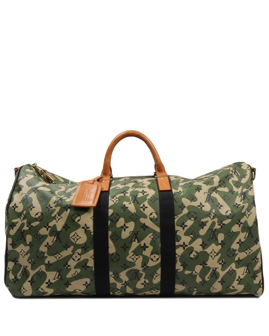 Takashi Murakami Keepall Bandouliere Monogramouflage 55 Green