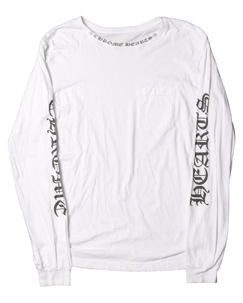 Chrome Hearts Black Collar-Logo Long Sleeve T-Shirt