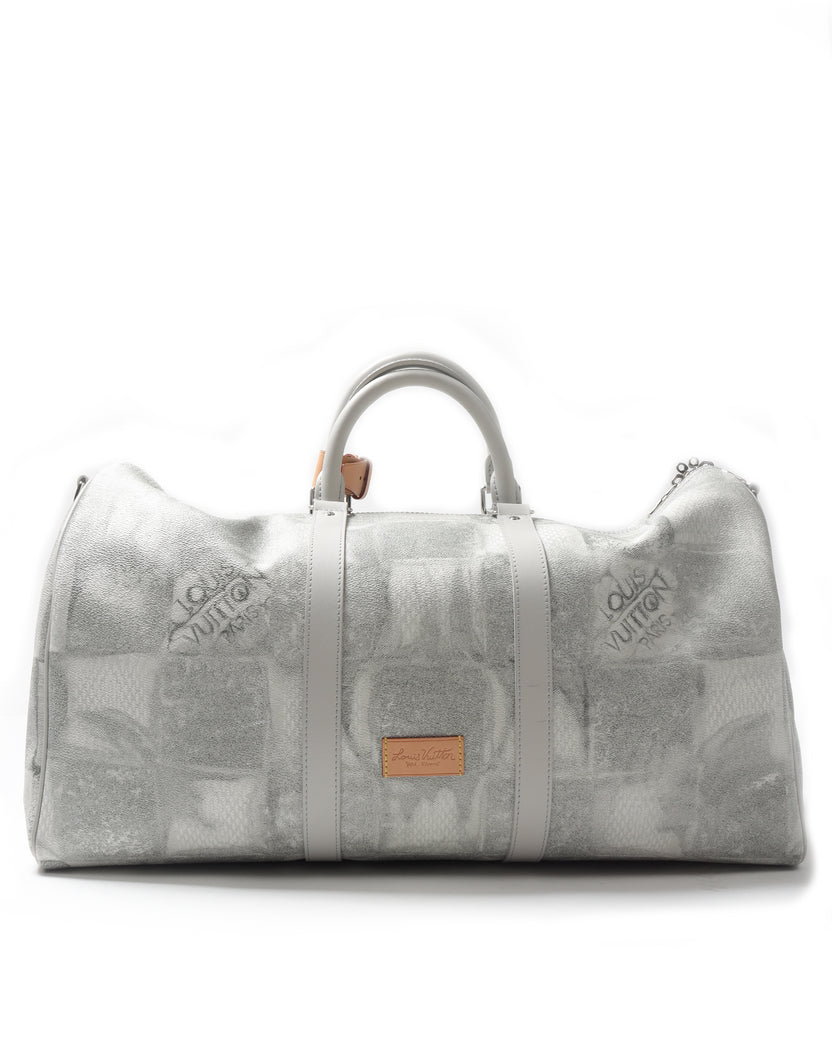 Luxury Handbags LOUIS VUITTON White Canvas Small Duffel 810-00385