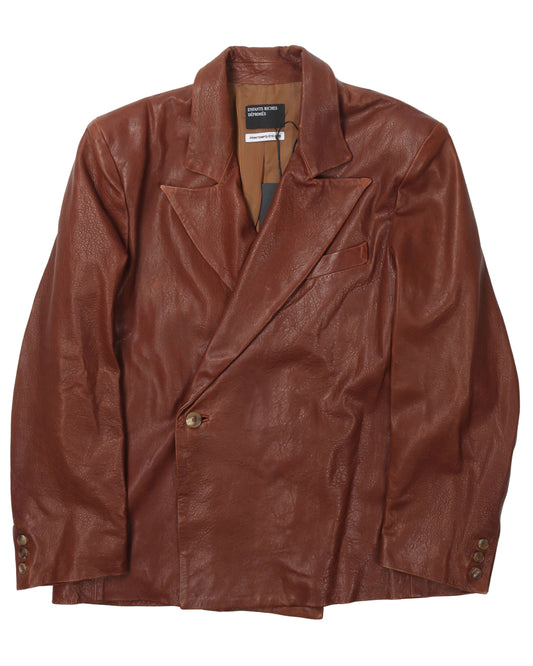 Lamb Leather Double Breasted Blazer