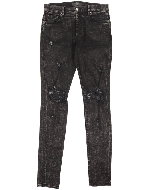 Distressed Washed Black Jeans