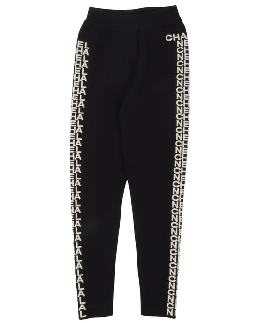 Embroidered Wool Blend Leggings