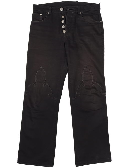Fleur De Lis Black Denim Jeans