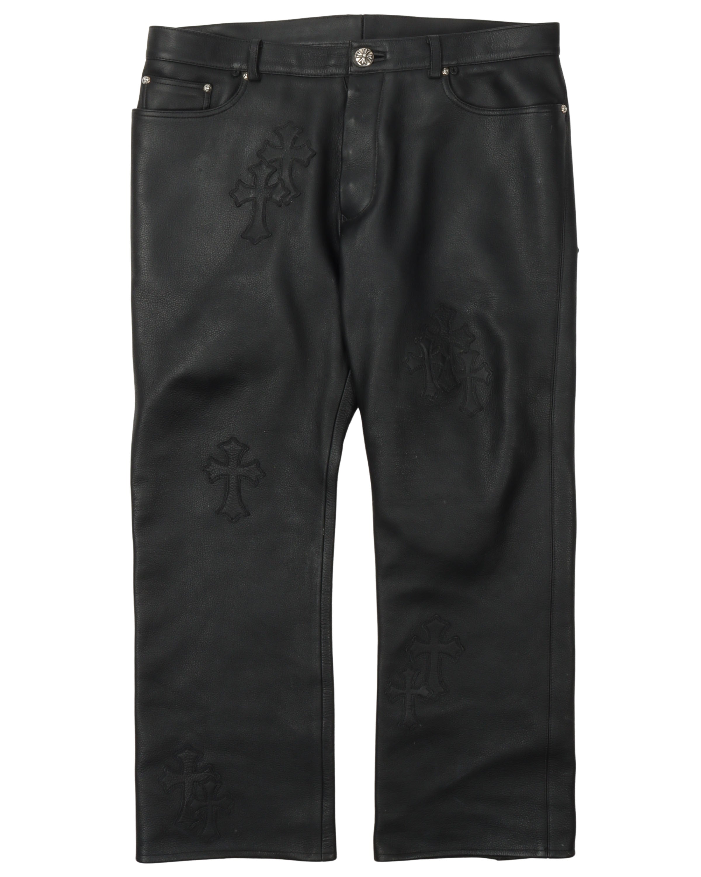 Chrome Hearts Leather Cross Leather Pants