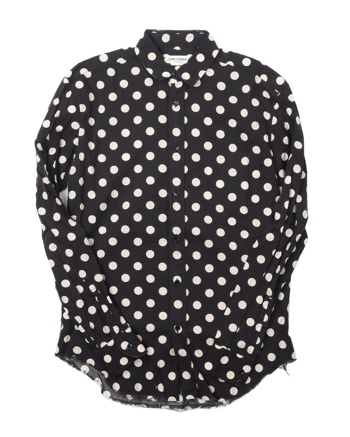 Polka Dot Print Button Shirt