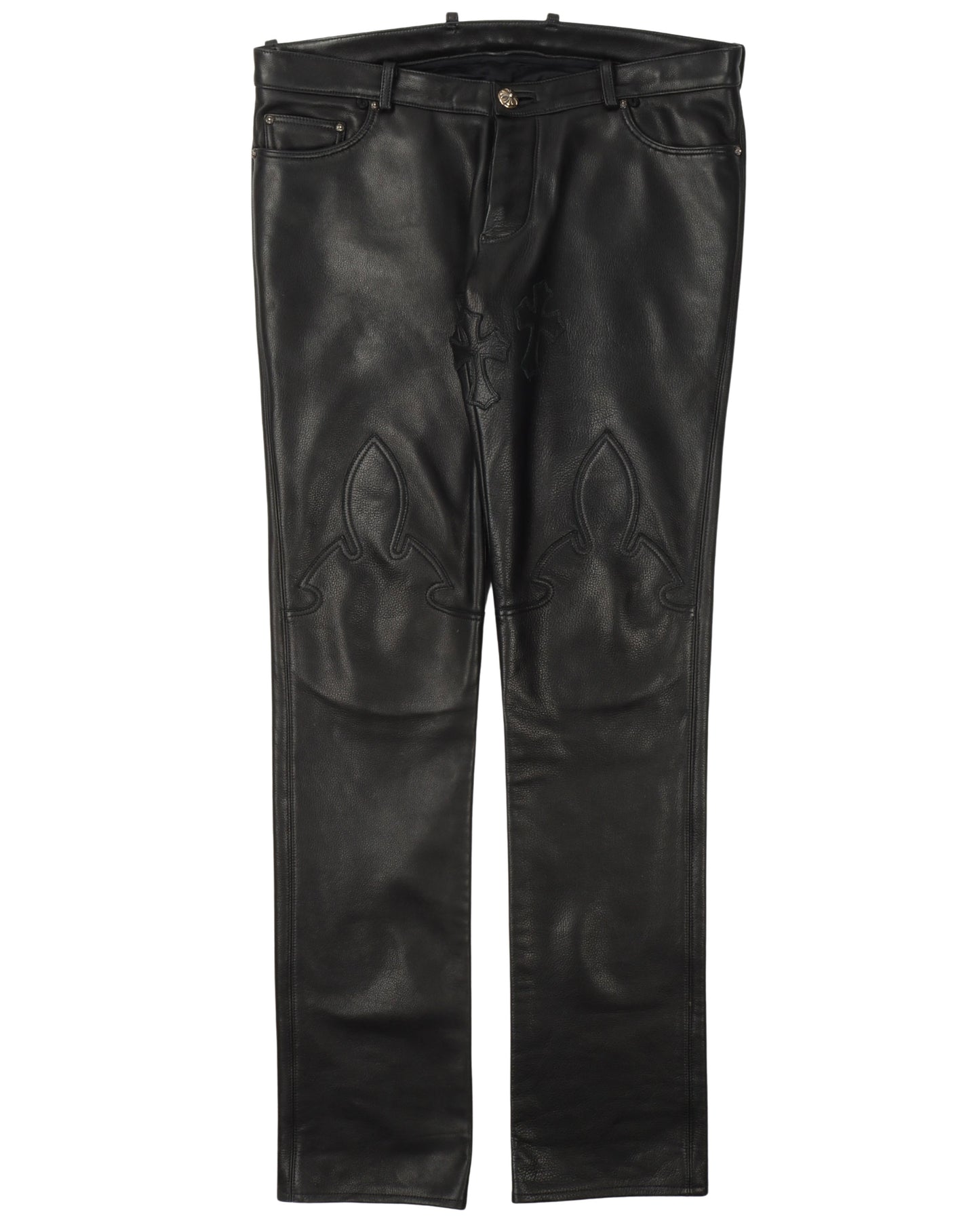 Leather Cross Leather Fleur Knee Pants