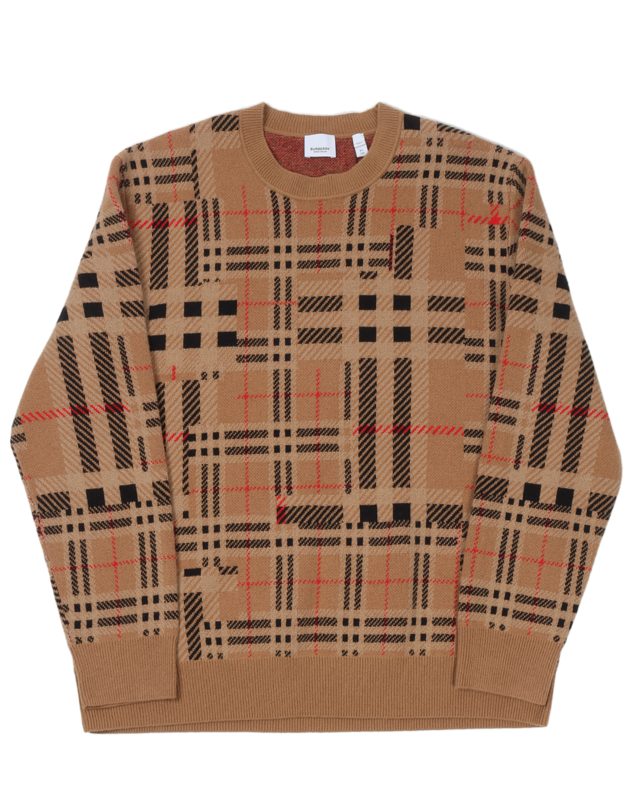 Check-Pattern Jacquard Sweater
