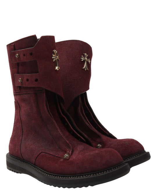 Rick Owens Suede Mohawk Boots w/ CH Embellishments