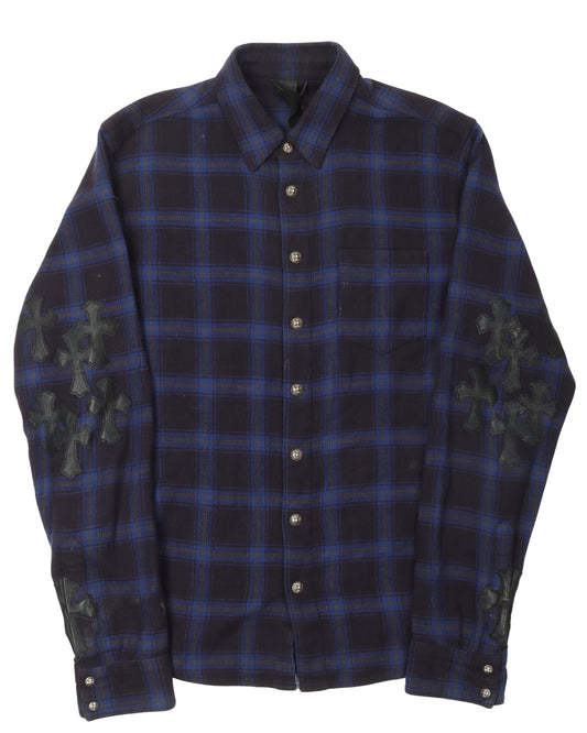 Leather Cross Sleeve Flannel