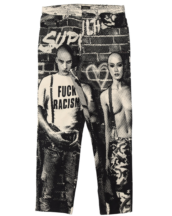 Jean Paul Gaultier 'Fuck Racism' Denim Pants