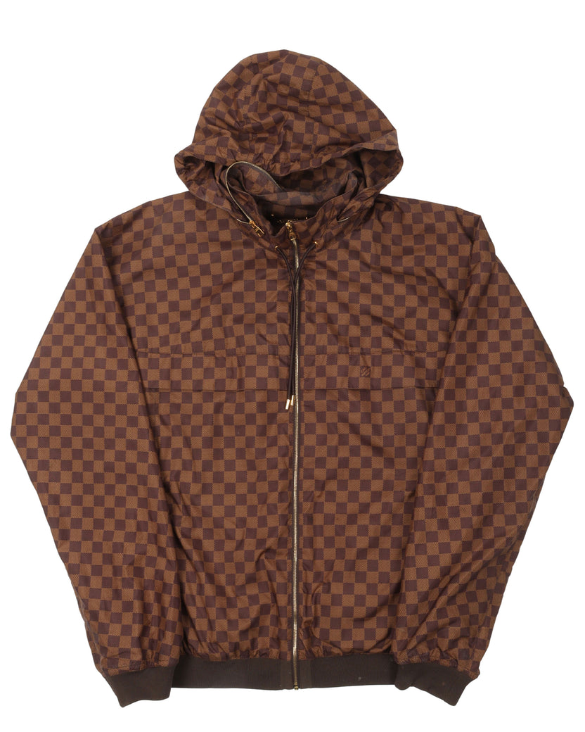 Checkered Damier Rain Jacket w/ Packable Hood