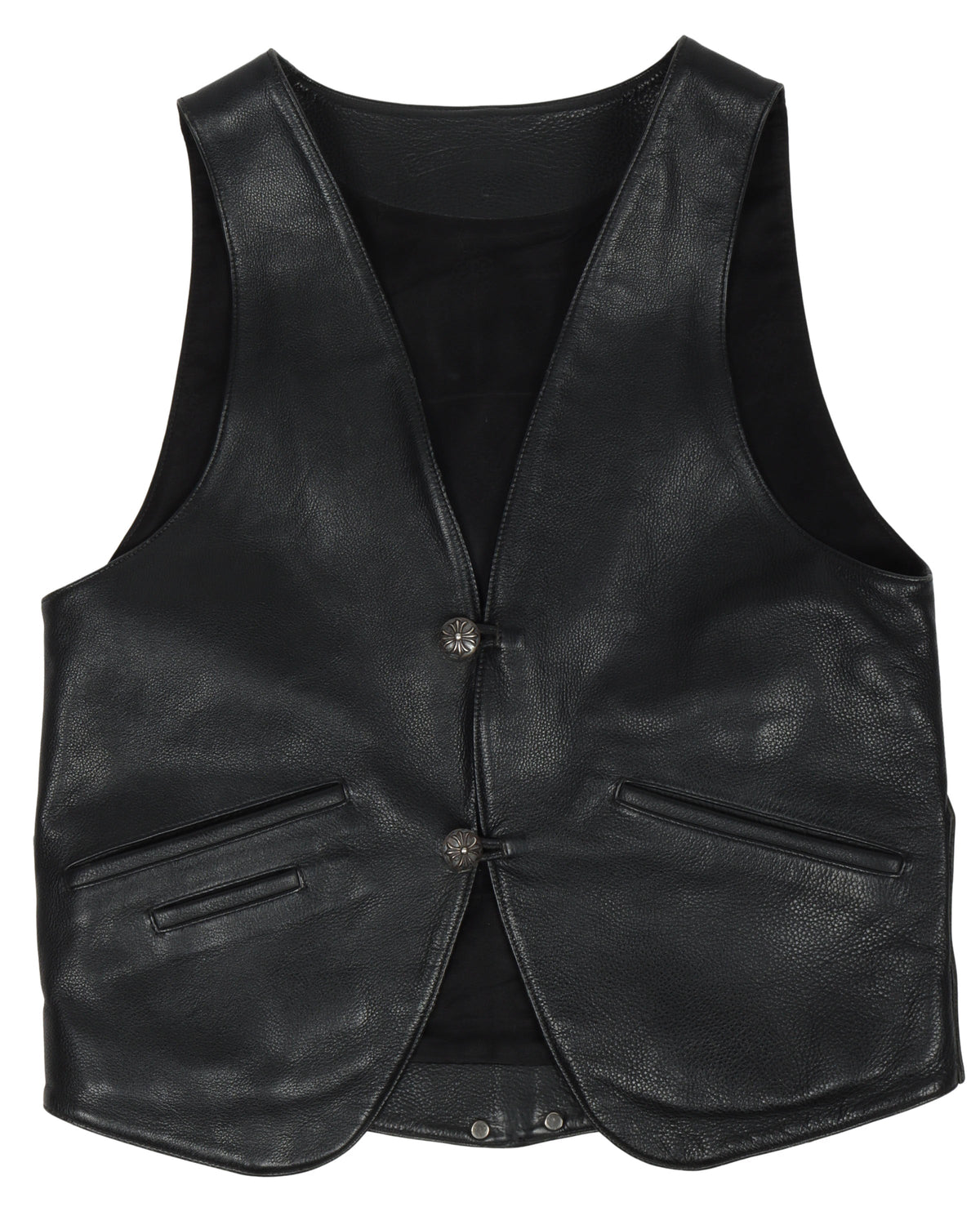 1990s Silver Fleur Cross Leather Vest