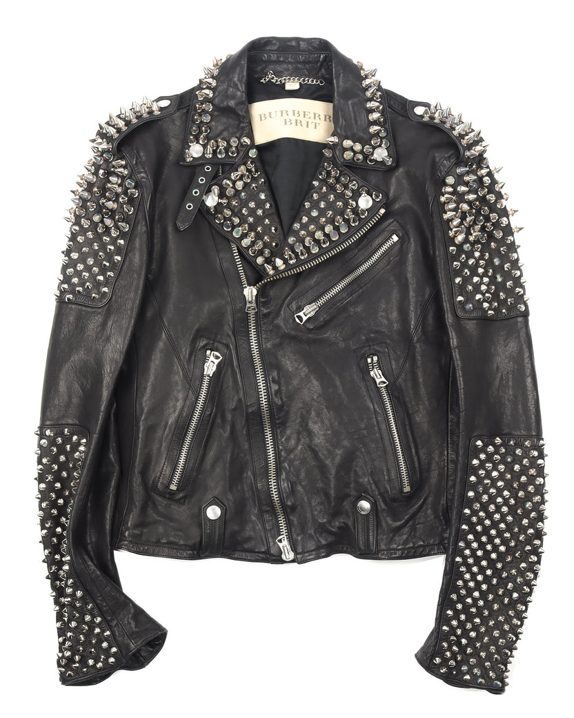 SS11 Spike Studded Leather Biker Jacket