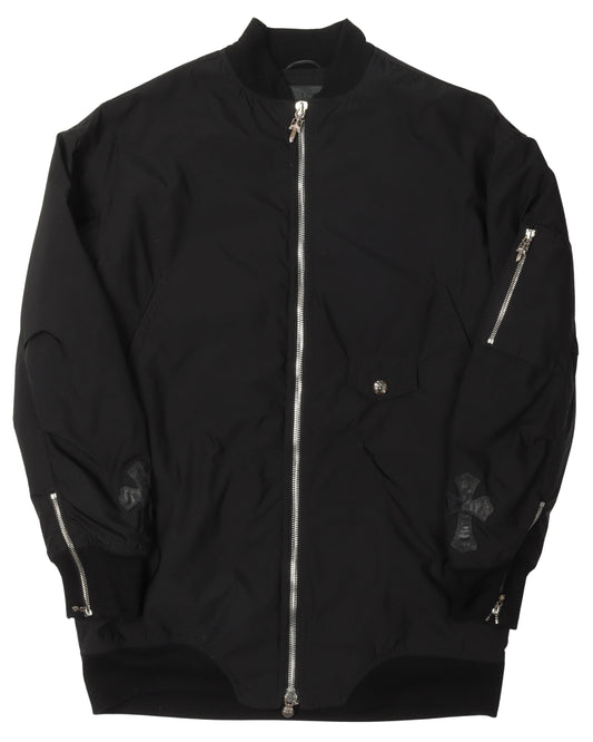 Leather Cross Bomber Jacket