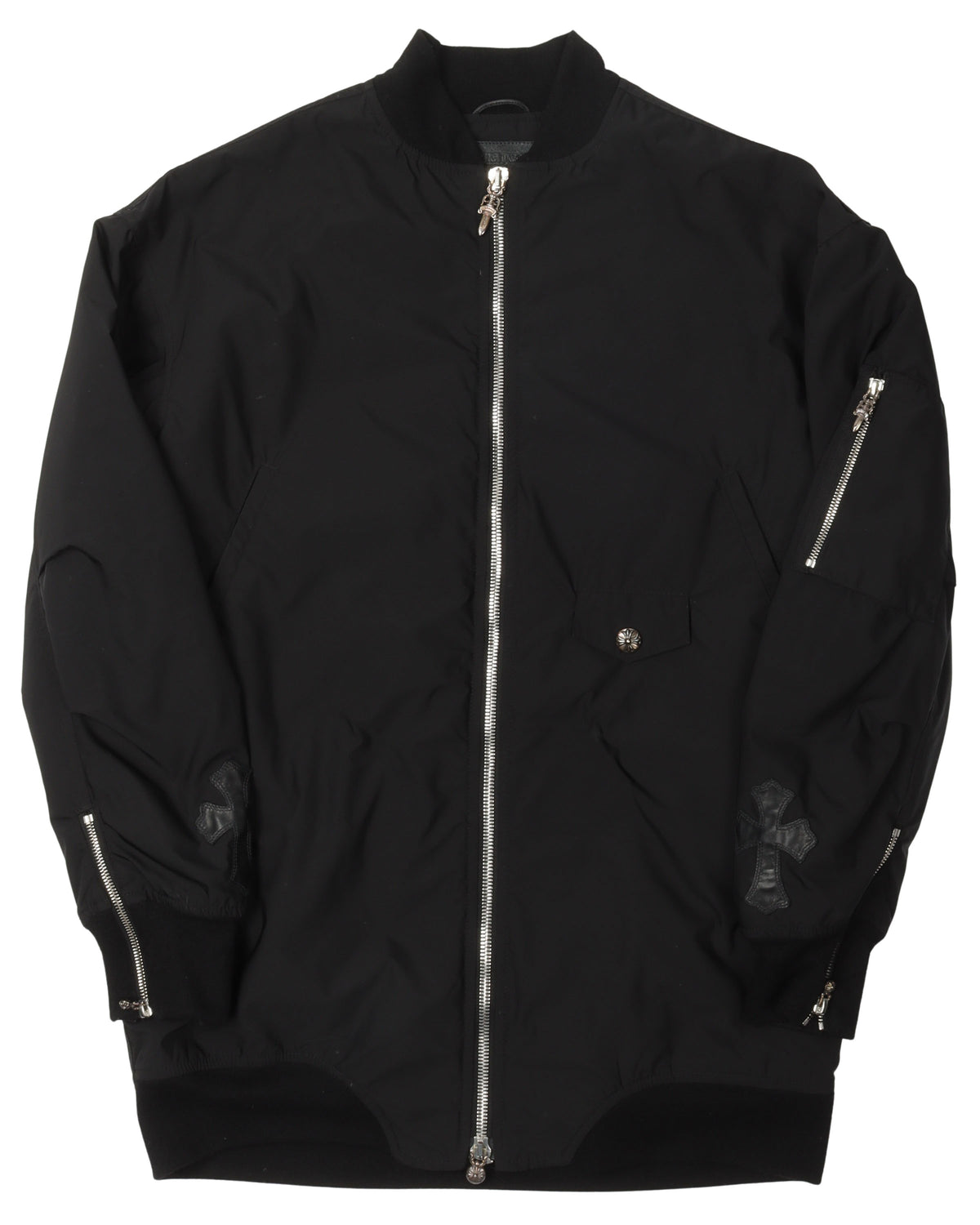 Leather Cross Bomber Jacket
