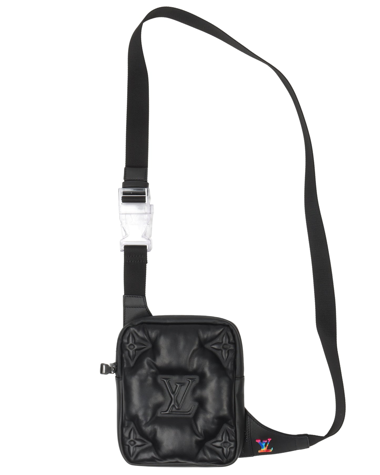 Asymetrical Sling Bag Monogram Puffer Black