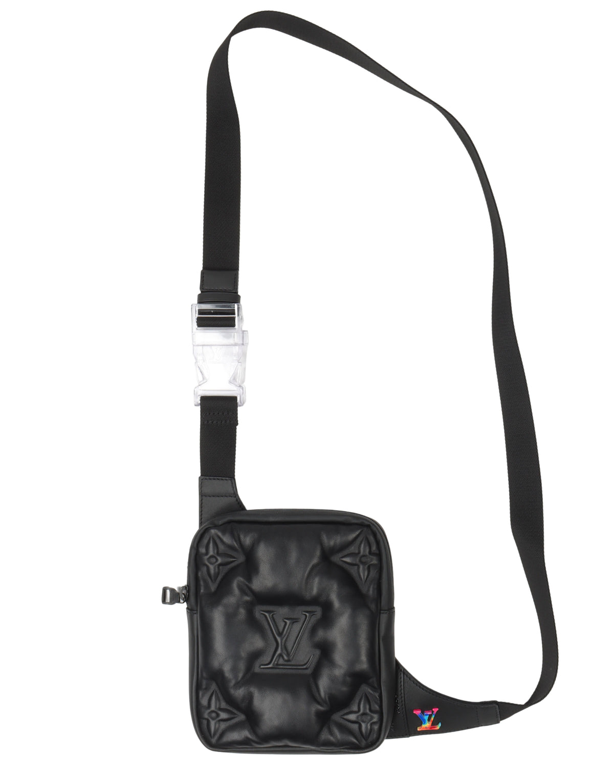 Asymetrical Sling Bag Monogram Puffer Black