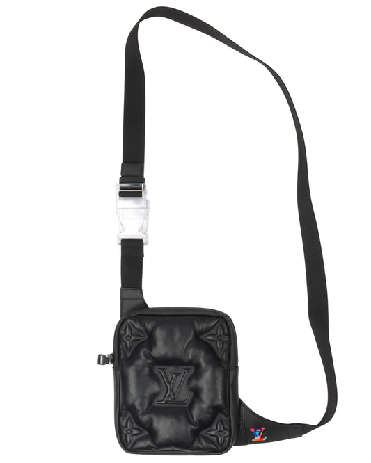Asymetrical Sling Bag Monogram Puffer Black