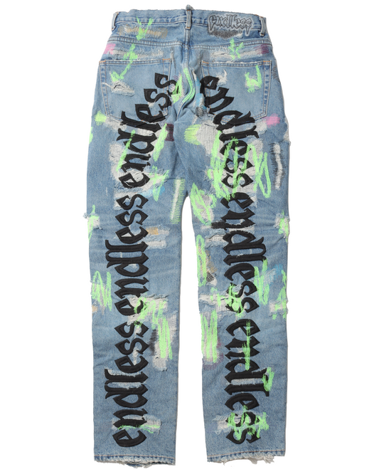 Distressed Embroidered Denim