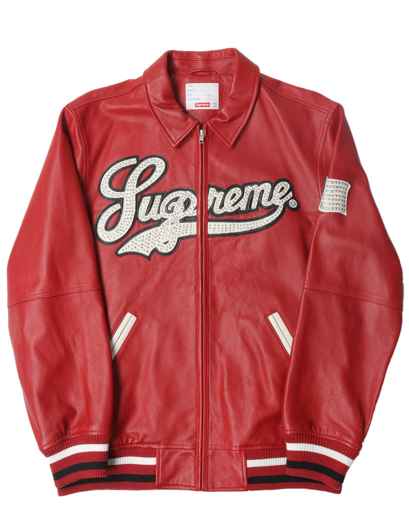 Supreme Uptown Studded Varsity Leather Jacket, Universal Jackets