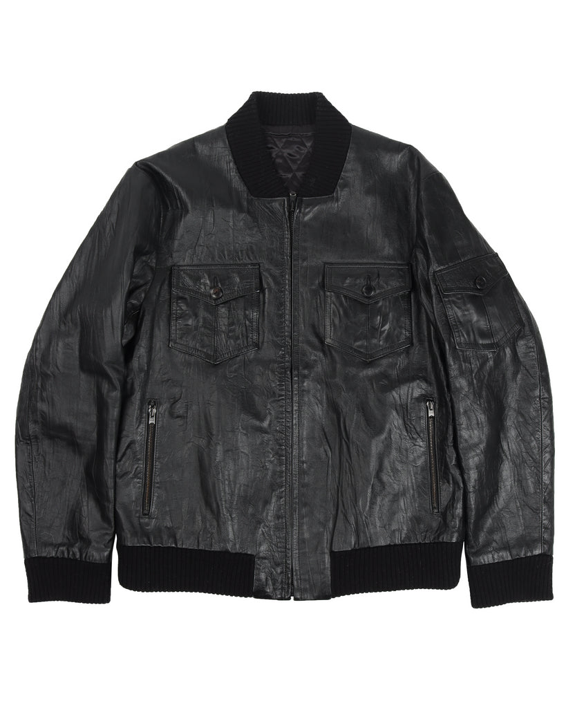 Leather Bomber Jacket (AW04) Give Peace a Chance
