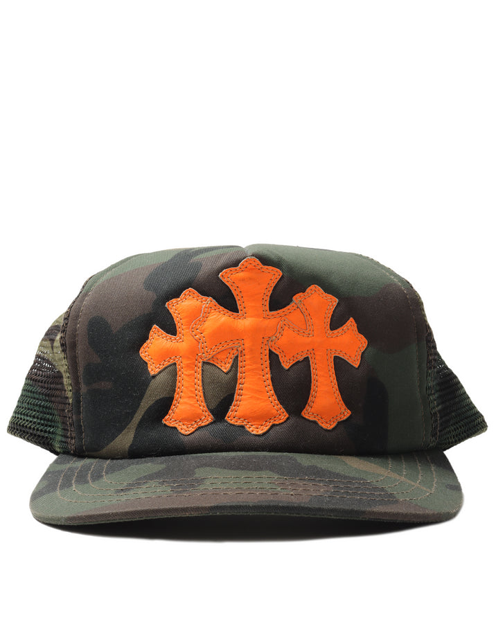 Camouflage Cemetery Cross Patch Trucker Hat