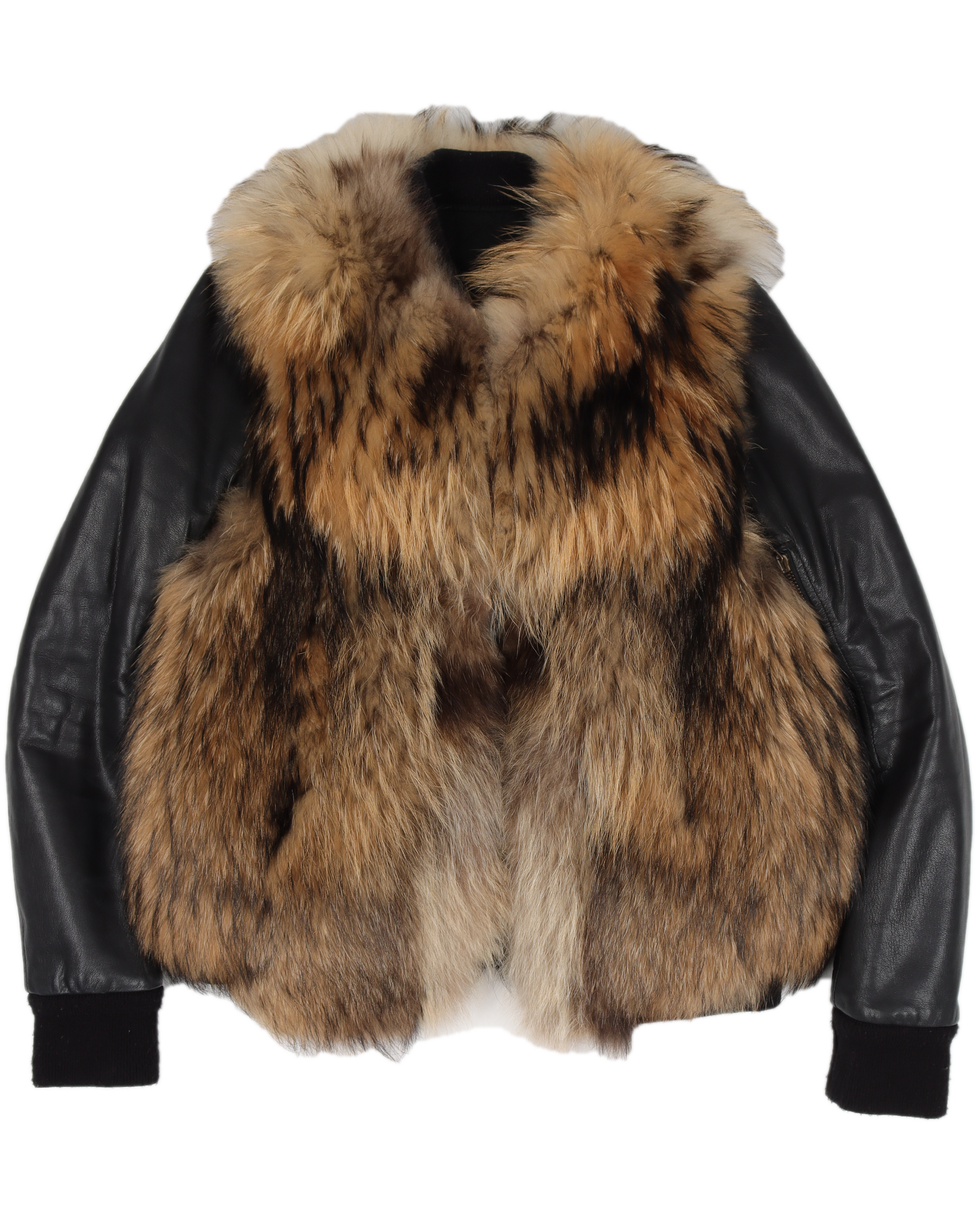 ジャケット・アウター archive raccoon fur leather jacket Balmain Raccoon Fur Bomber Leather Jacket – Justin Reed