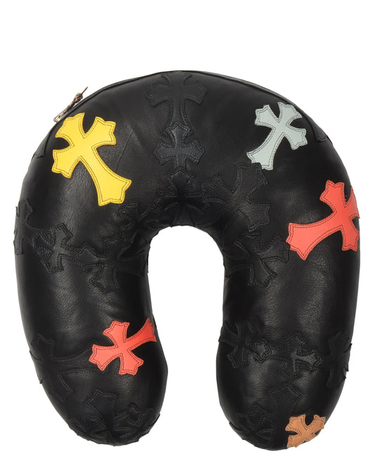 Leather Cross Patch Travel Pillow