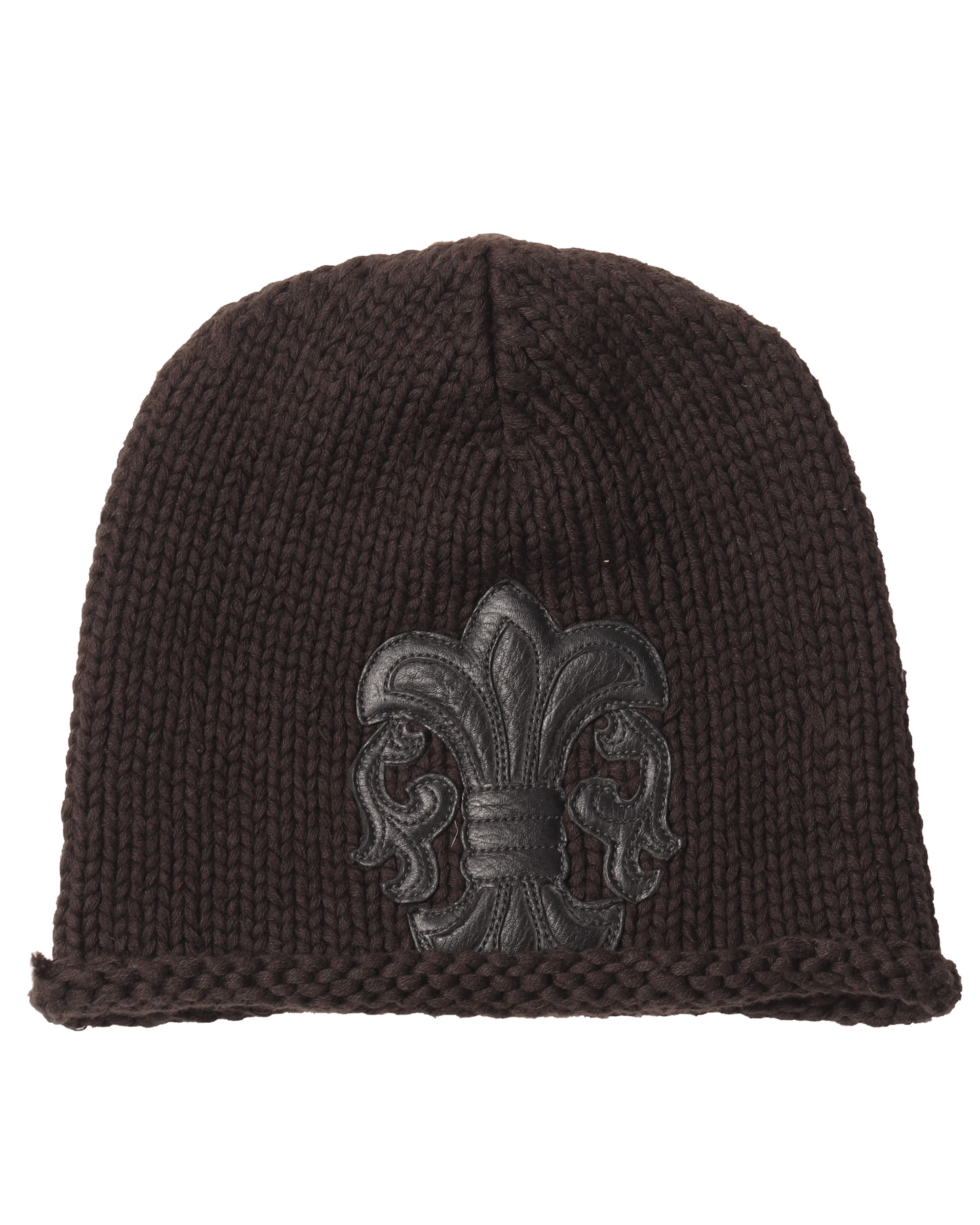 Wool Leather Cross Beanie