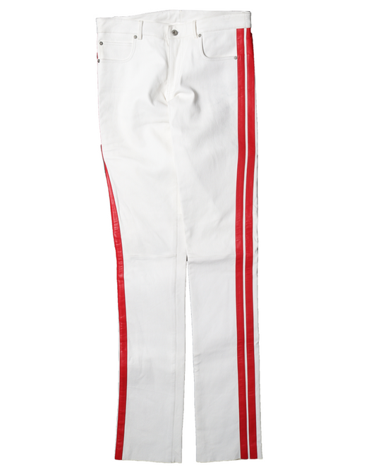 Sample Leather White Stripped Pants