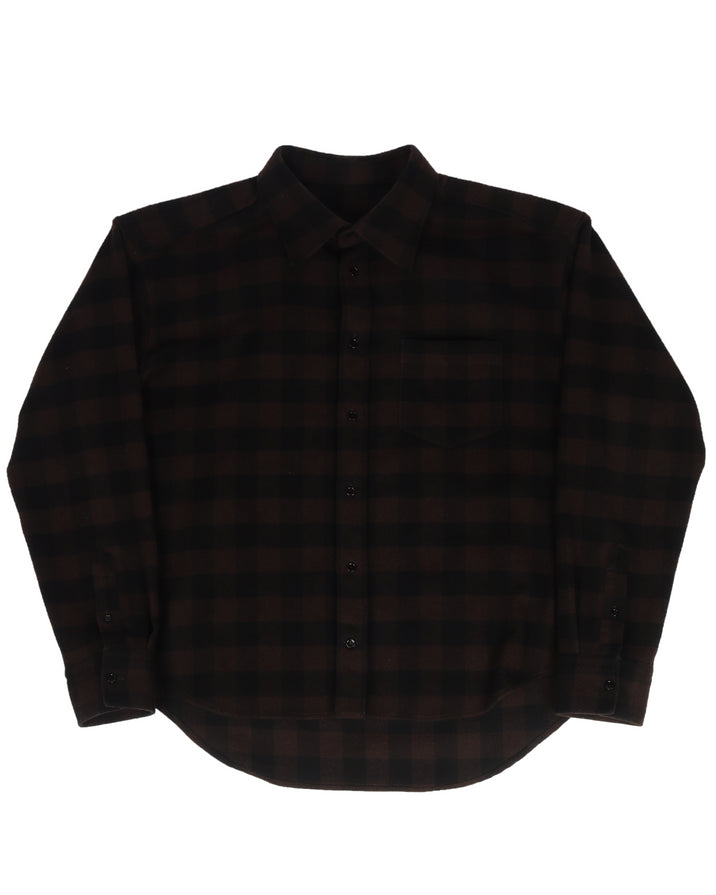 SS17 Oversized Shoulder-Pad Checkered Flannel Shirt