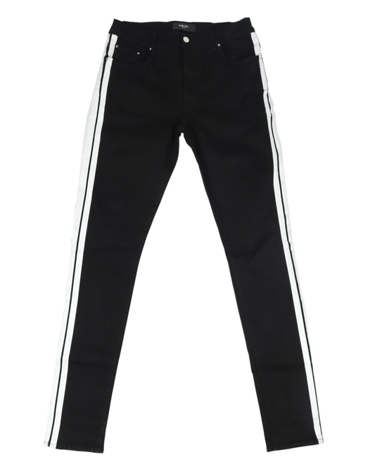 Black Track Denim White Stripes