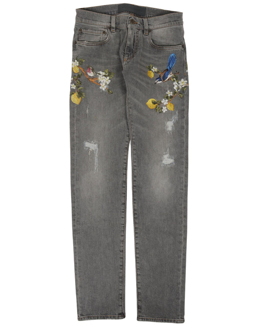 Birds and Flowers Jeans