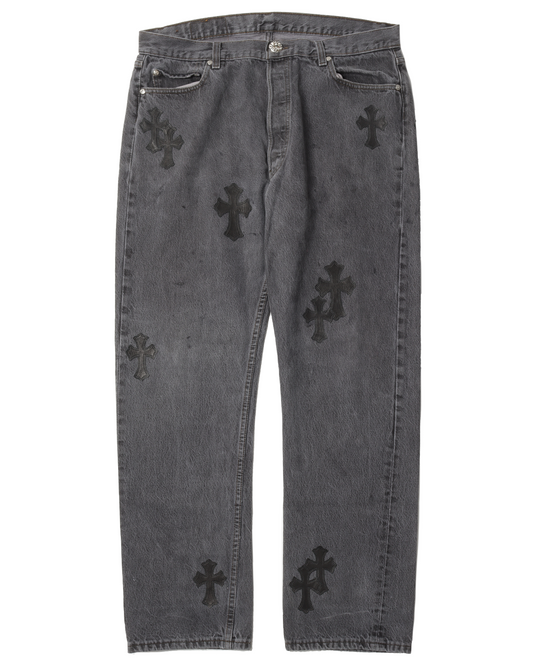 Grey Black Cross Jeans