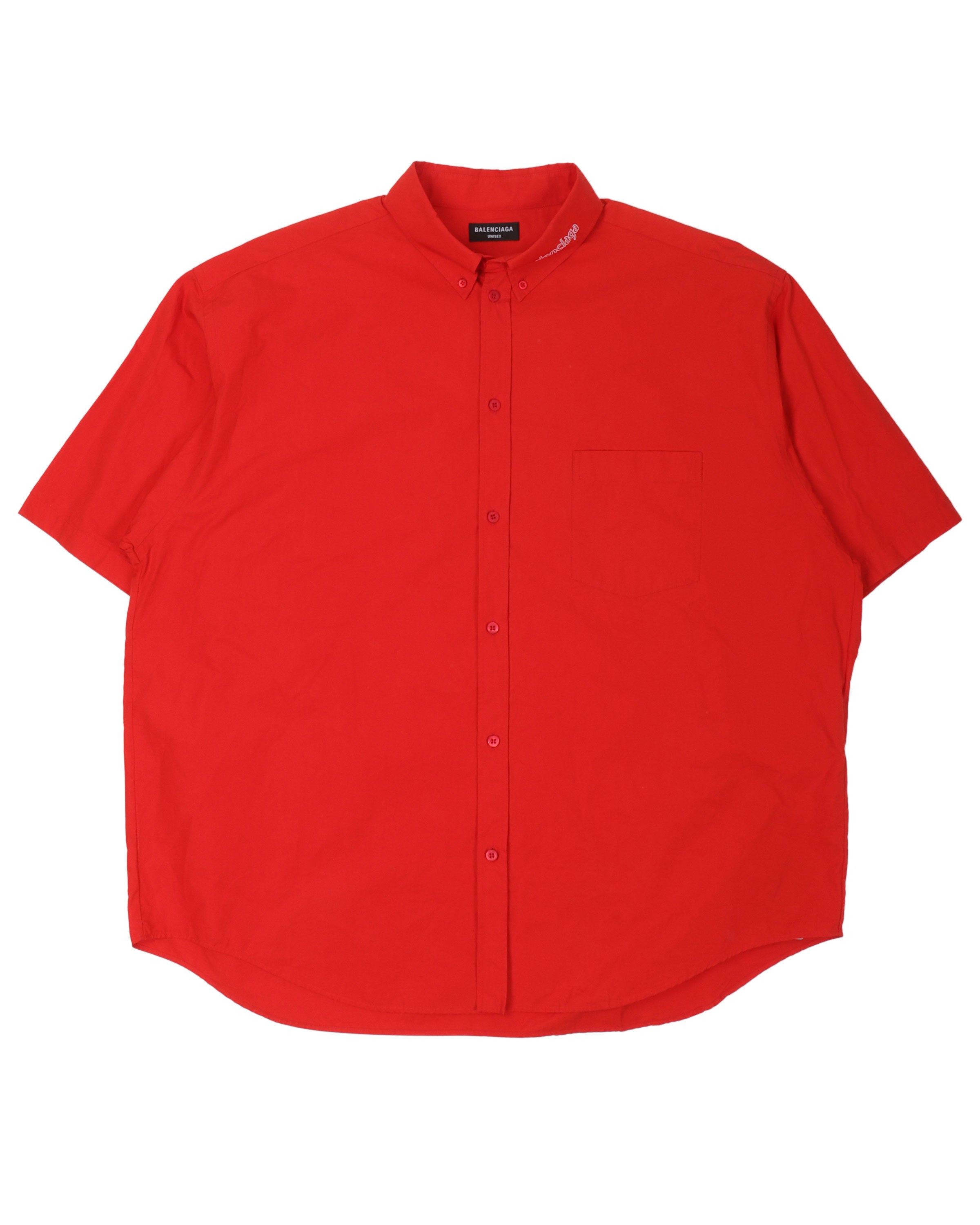 Red Short Sleeve Button Shirt