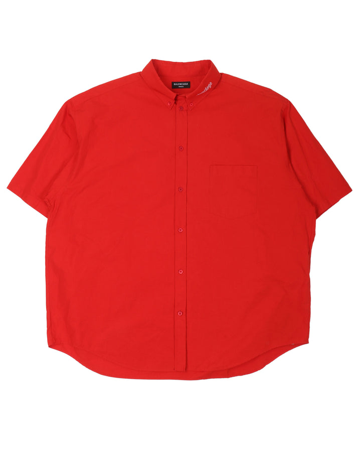 Red Short Sleeve Button Shirt