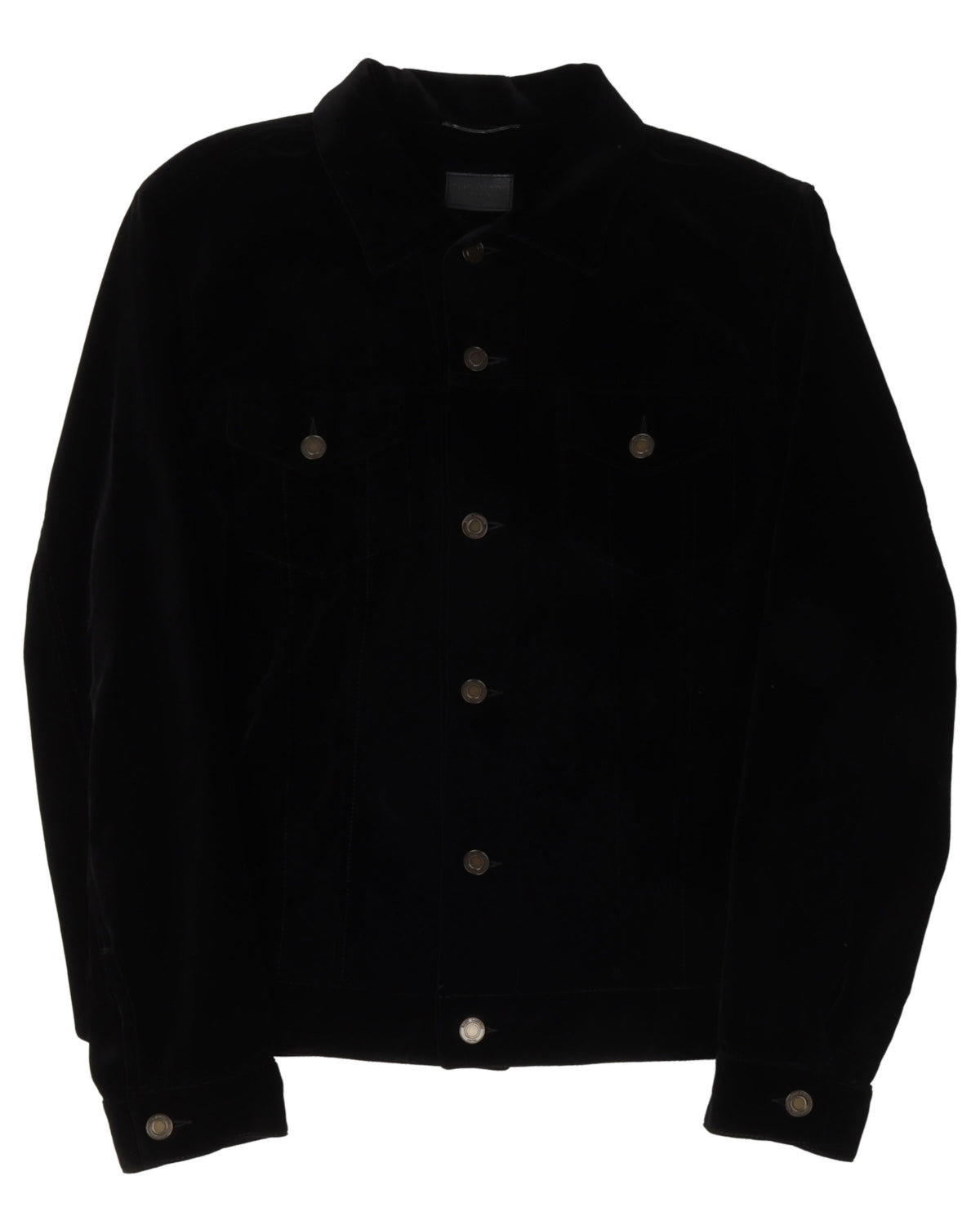 FW16 Black Velvet Music Notes Trucker Jacket