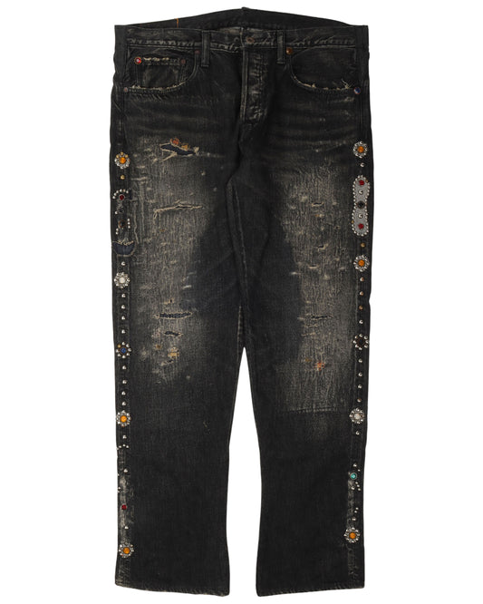 Distressed Studded Jeans