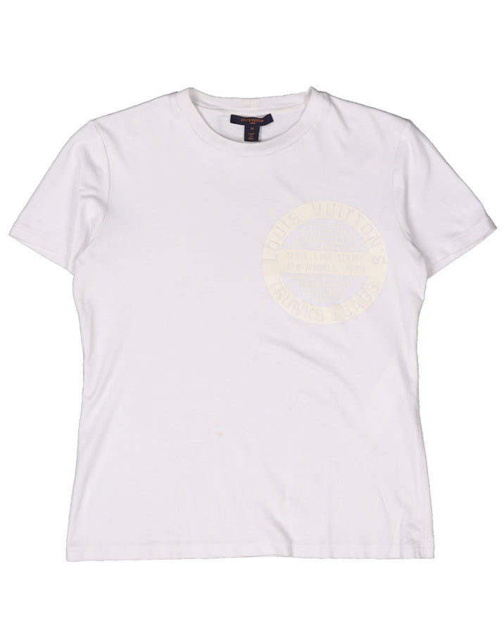 Louis Vuitton White Cotton Knit LV Stamp T-shirt XL Louis Vuitton