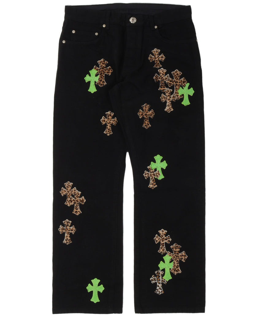 Checkered Cross Patch Jeans w/ 35 Cross Patches