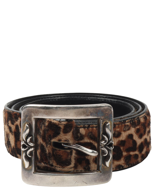 Pony Hair Leopard Scroll Belt